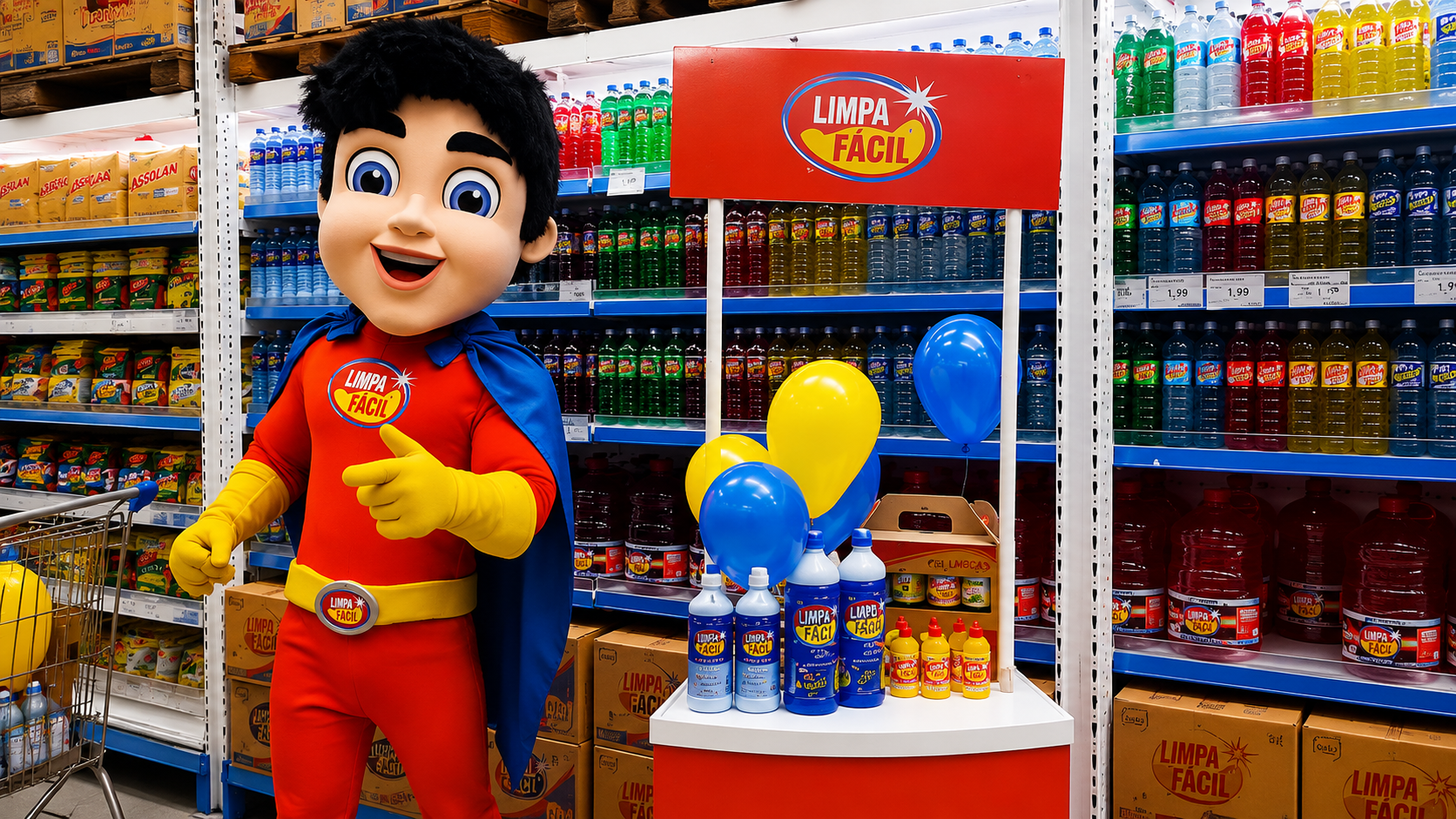 Mascote e equipe em evento